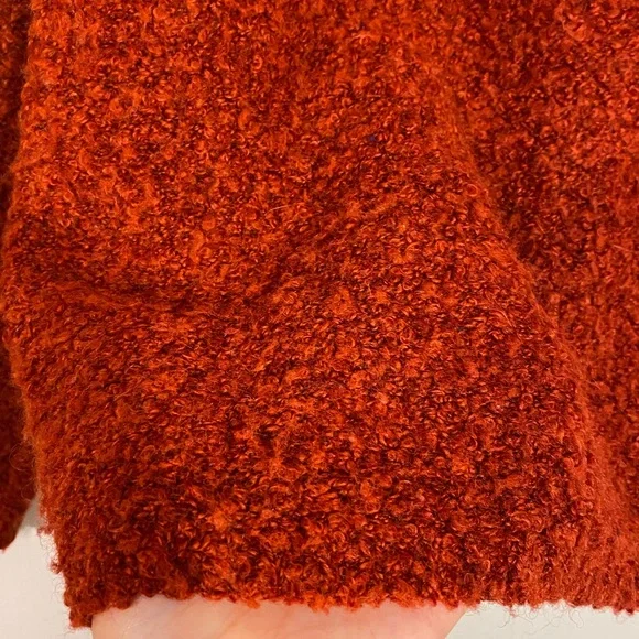 90s Limited Boucle Knit Sweater HONG KONG MADE Vintage Rust Large - Picture 5 of 5